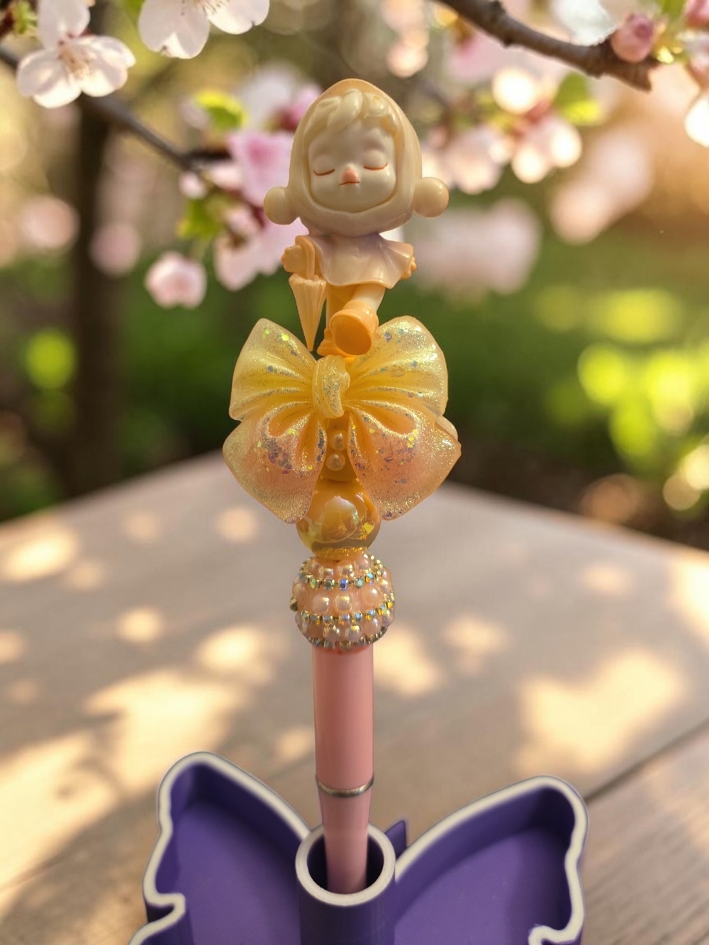 Skull Panda & Yellow Bow Fairy Pen  - Cute Decorative Writing Pen
